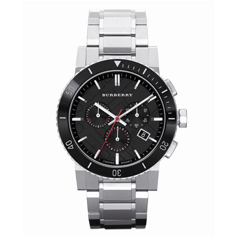 Mens / Gents Silver Stainless Steel Chronograph Burberry .